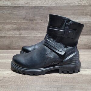 ECCO Women's Tredtray Moto Boot Sz 40 (EU) 9-9.5 (US) Black Leather
